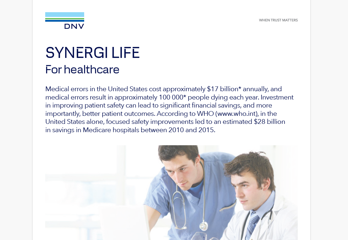 Synergi Life for Healthcare flyer