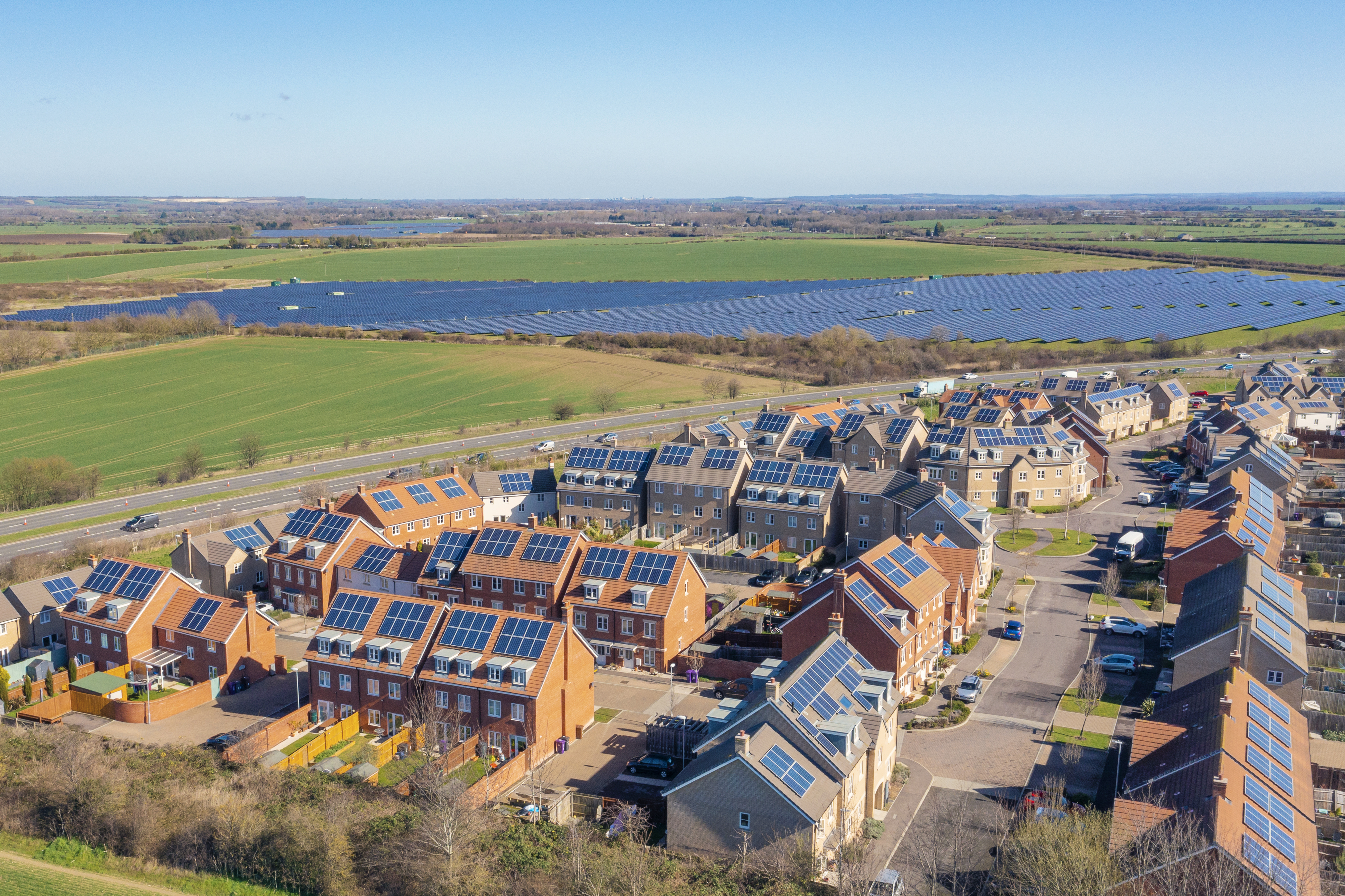 New housing development with solar panels
