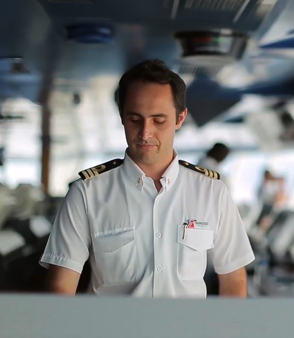 Carnival bridge officer at work