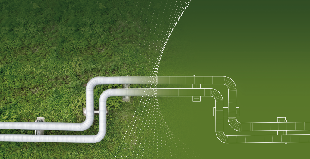 Real pipeline transforming into an illustration