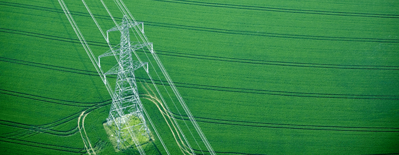 electric grid pylon overhead
