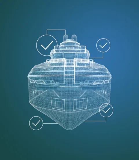Wireframe model of megayacht