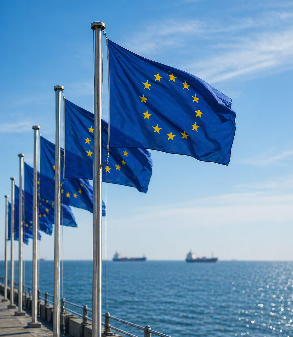 EU-Flags at the coast