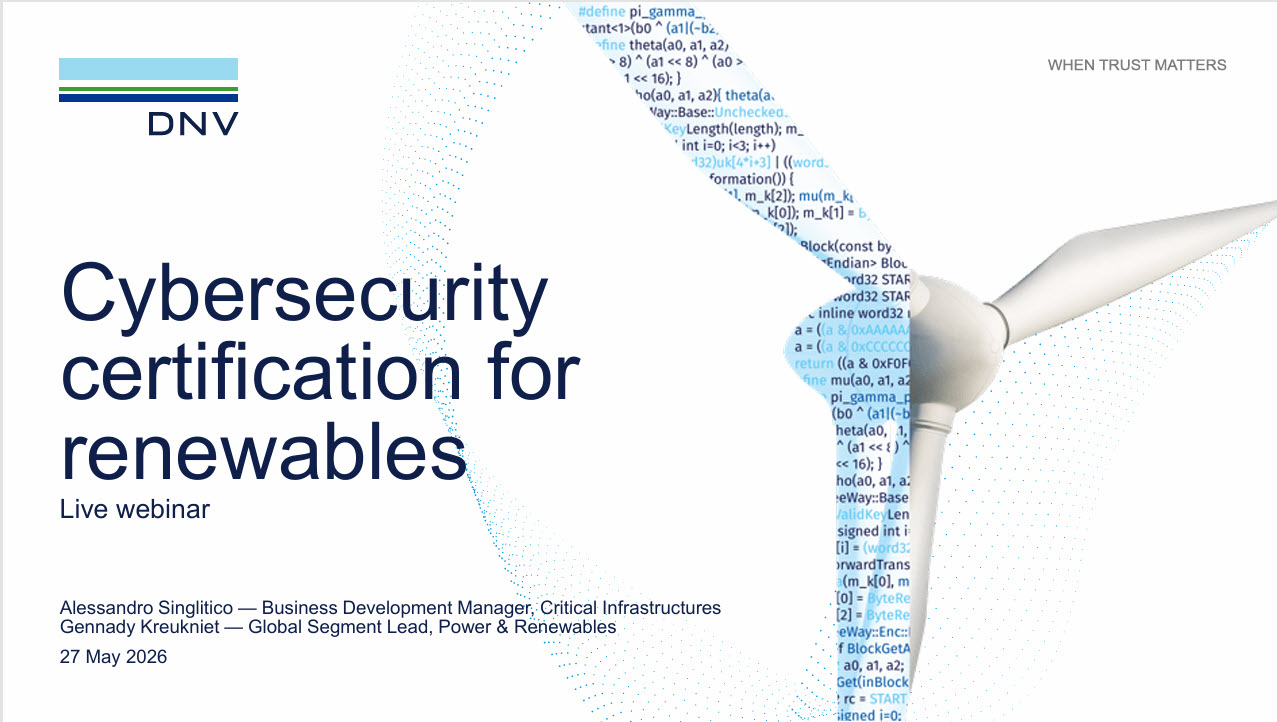 Cybersecurity certification for renewables - Capability statement