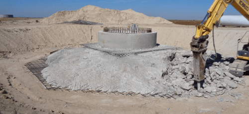 Figure 6: Wind turbine foundation demolition due to interrupted pour