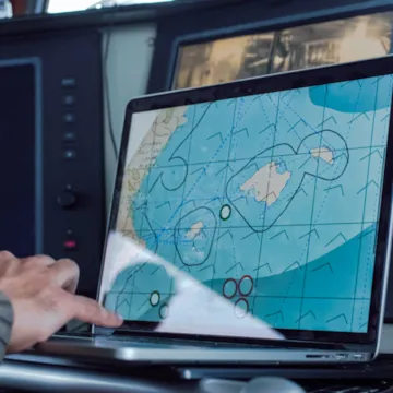 Digital map on ship