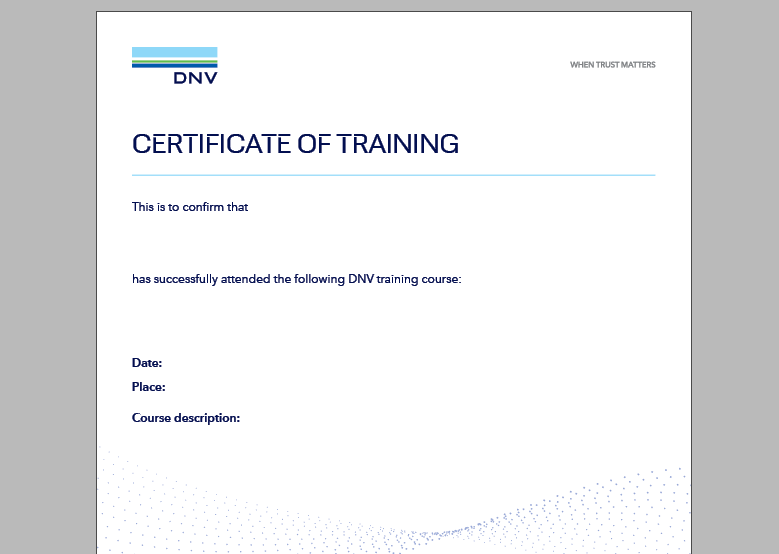 Certificate of training