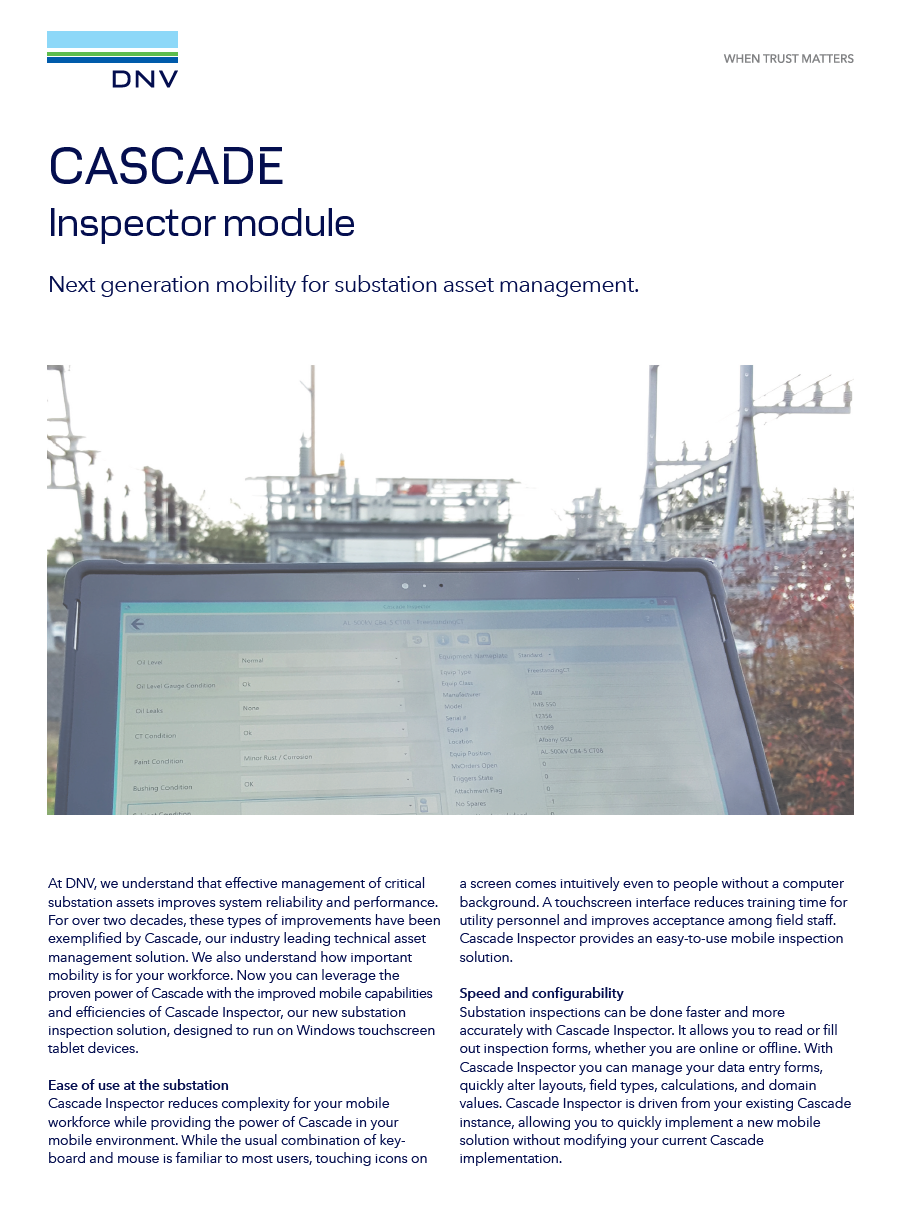 Cascade - Inspector - Next generation mobility for substation asset management software - Flier