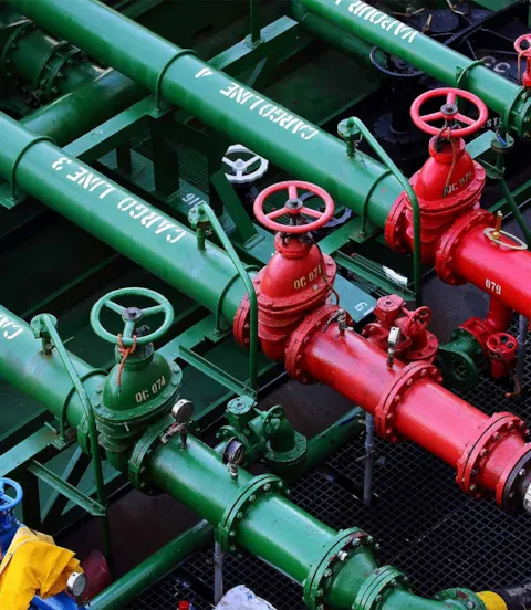 Fuel lines onboard tanker