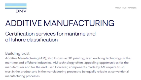 Additive manufacturing certification