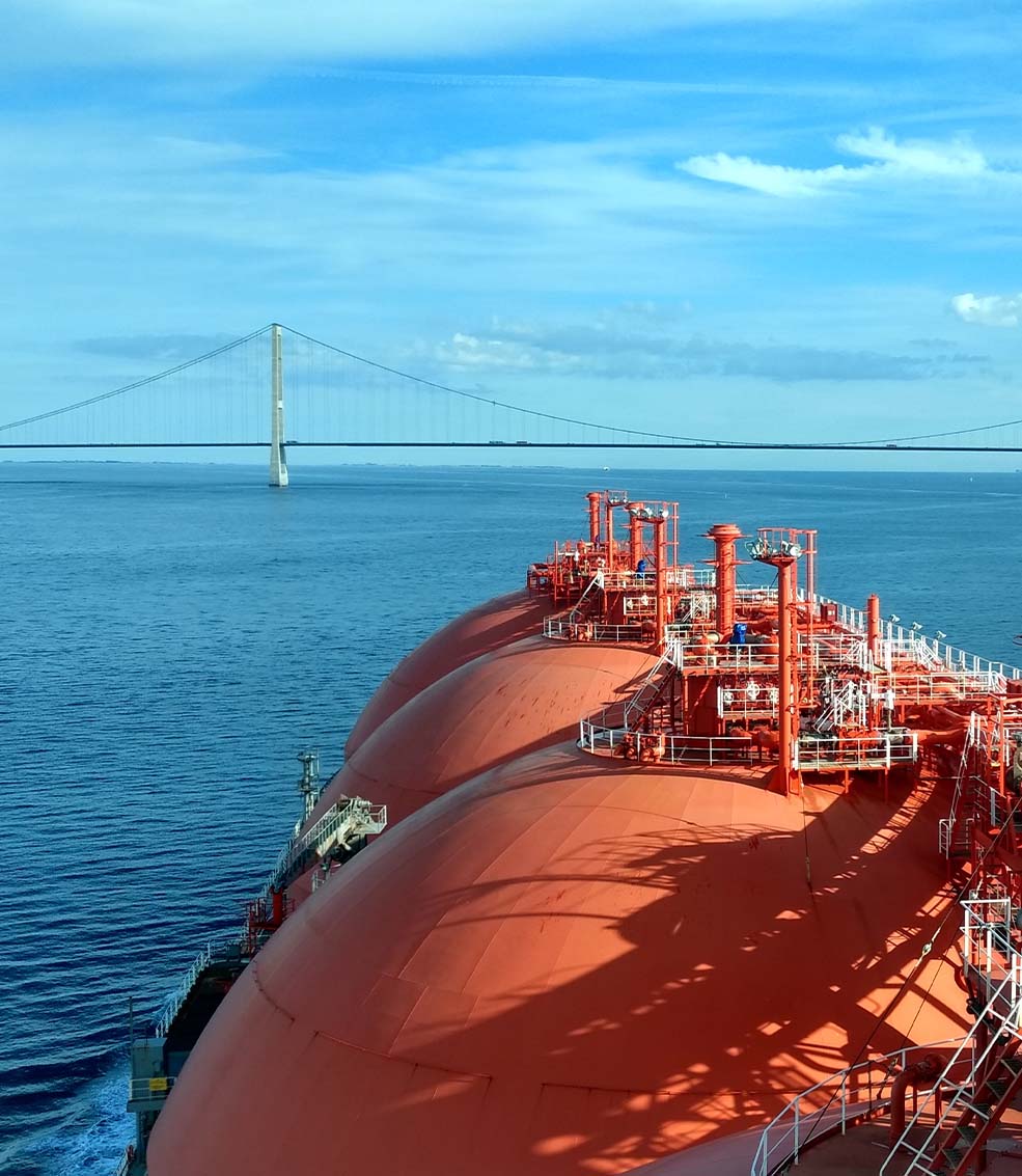 LNG carrier leaving port