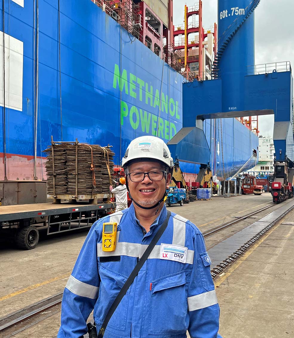DNV surveyor at shipyard