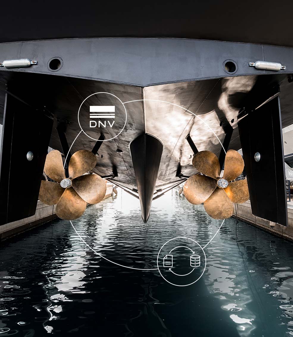 Propellers of a docked superyacht