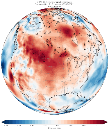 2022 H1 semester windiness index North America