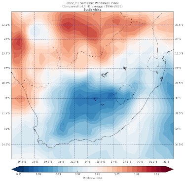 2022 H1 semester windiness index South Africa