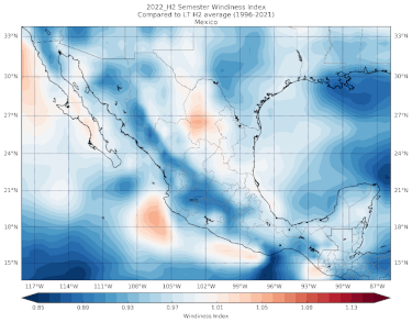 2022 H2 semester windiness index Mexico