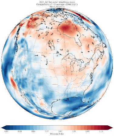 2022 H2 semester windiness index North America