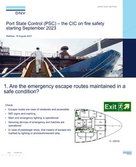 Port State Control – prepare for the CIC on fire safety starting September