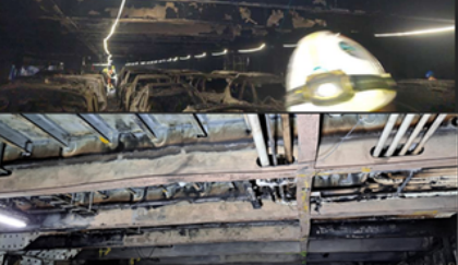 Picture 2: Complete cargo hold in a RoPax vessel destroyed by fire. DNV assisted in determining post-fire strength and issued a condition of class allowing continued vessel operation.