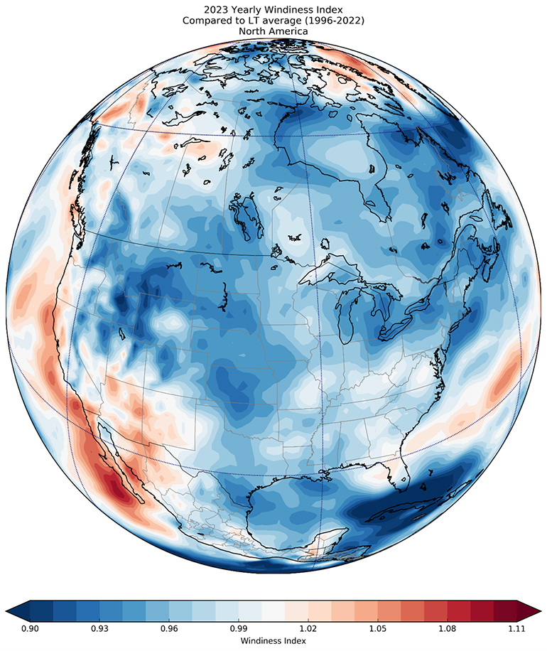 2023 Yearly Windiness Index North America