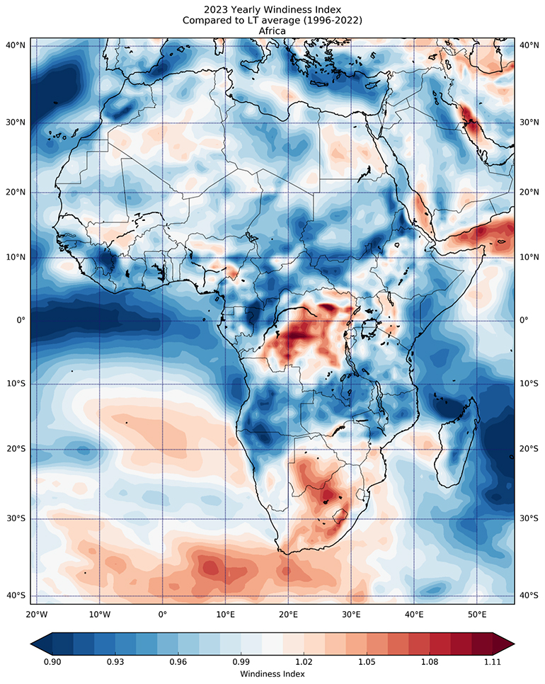 2023 Yearly Windiness Index Africa