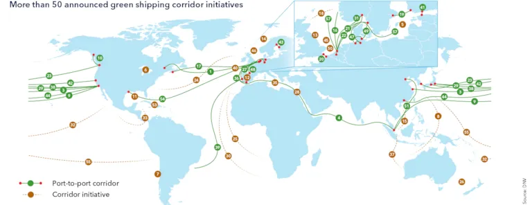 More than 50 announced green shipping corridor initiatives