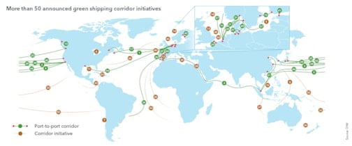 More than 50 announced green shipping corridor initiatives