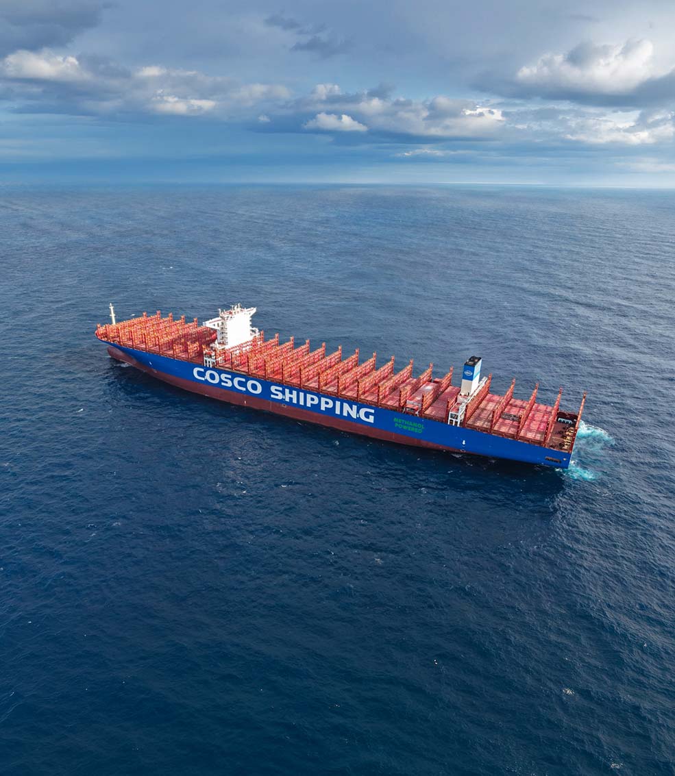 Retrofitted container vessel running on methanol