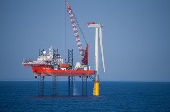 Offshore wind turbine under construction