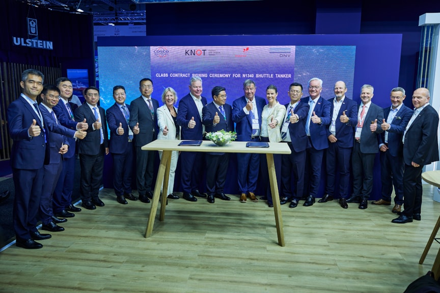 The partners celebrate the successful signing at Nor-Shipping 2025.