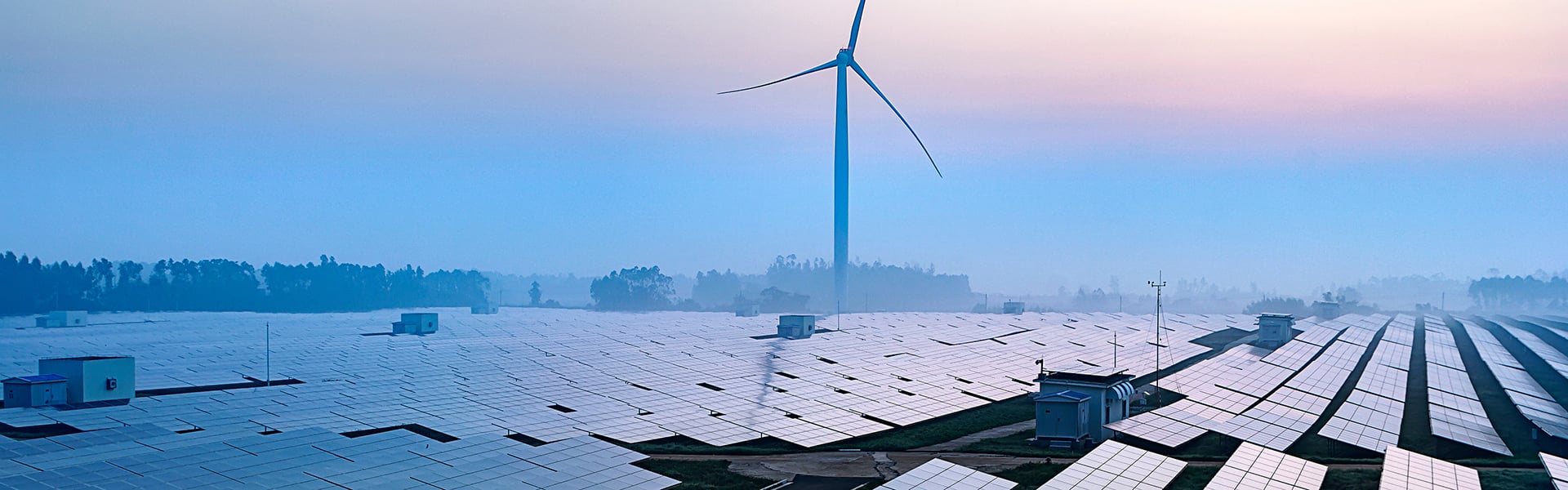 Solar power plants (at sunrise)