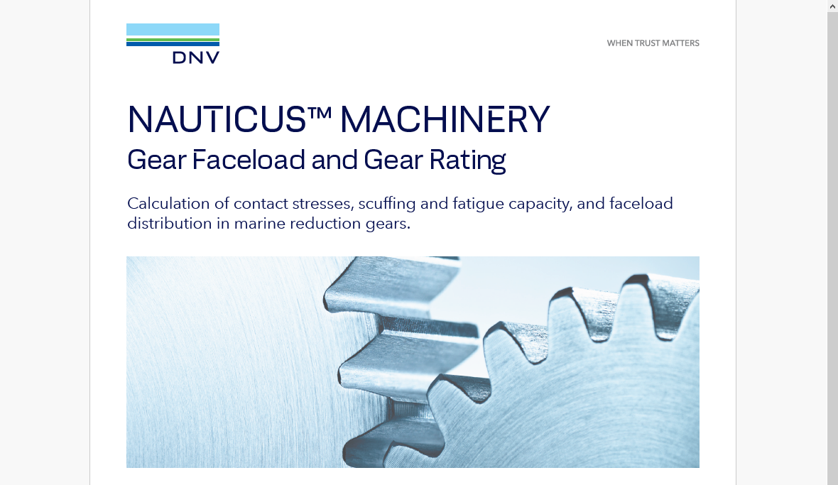 Nauticus Machinery - Gear Faceload and Gear Rating