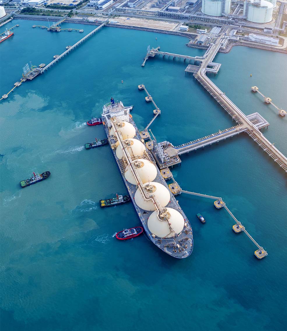 LNG carrier at terminal 