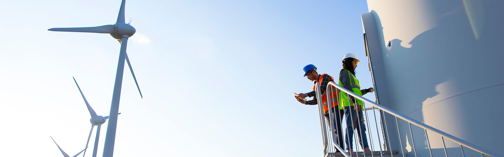 Maintenance engineers working on a wind turbine