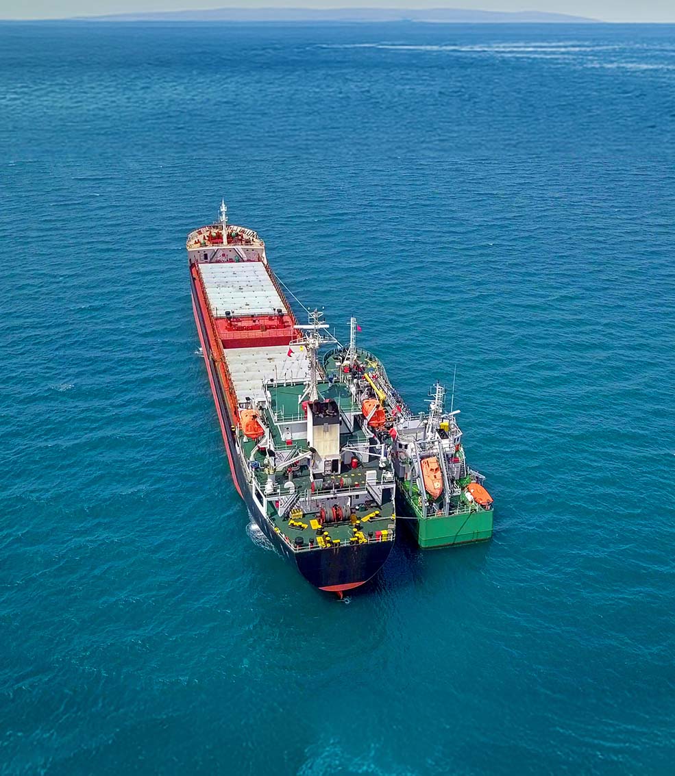 bunker vessel alongside cargo ship