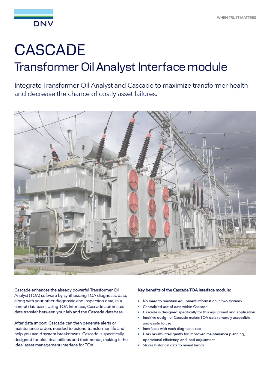 Cascade - TOA - Transformer Oil Analys Interface software module - Flier
