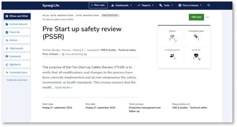 Implement a feasible Pre Start up Safety Review with Synergi Life 