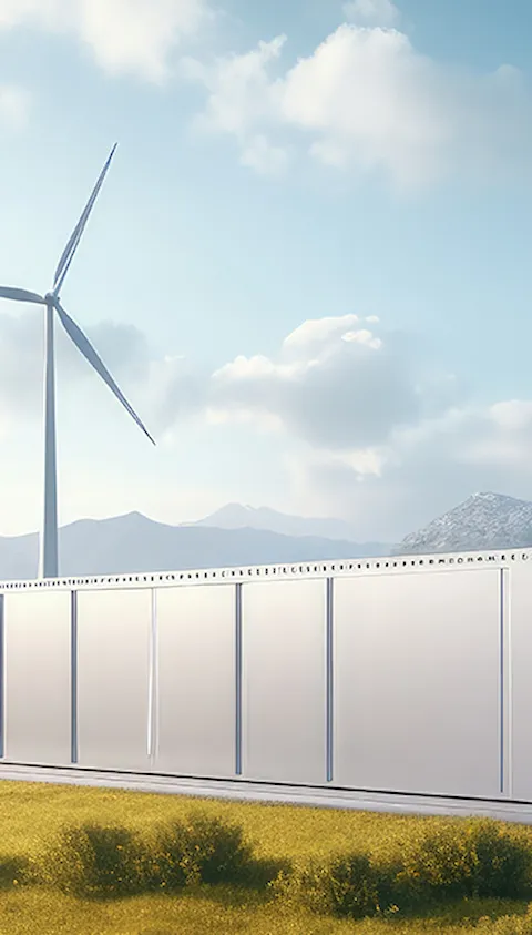 Energy storage, wind turbines and solar panels
