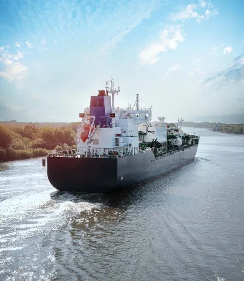 LNG bunkering vessel underway