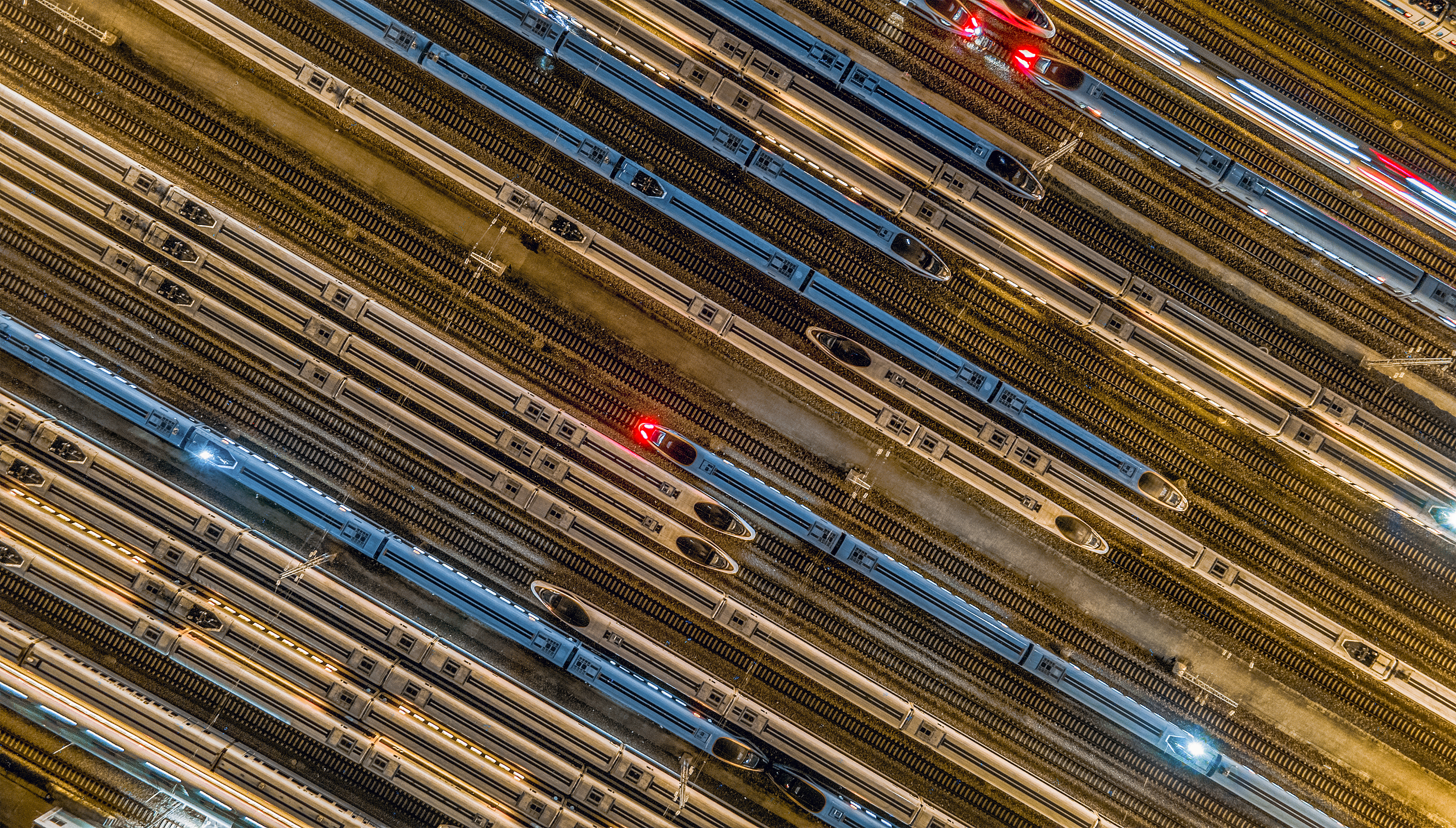 Aerial view of railway tracks showing network efficiency, asset performance, and optimized rail operations