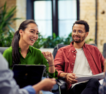 colleague discussion on synergi life software in office