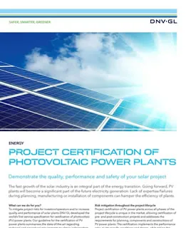 Project certification of photovoltaic power plants