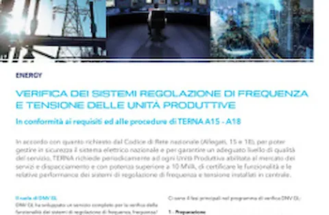 Verifica dei sistemi regolazione di frequenza e tensione delle unità produttive