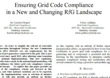 Ensuring Grid Code Compliance in a New and Changing RfG Landscape