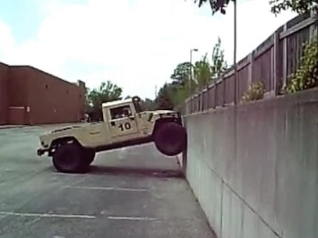 Humvee climbs wall