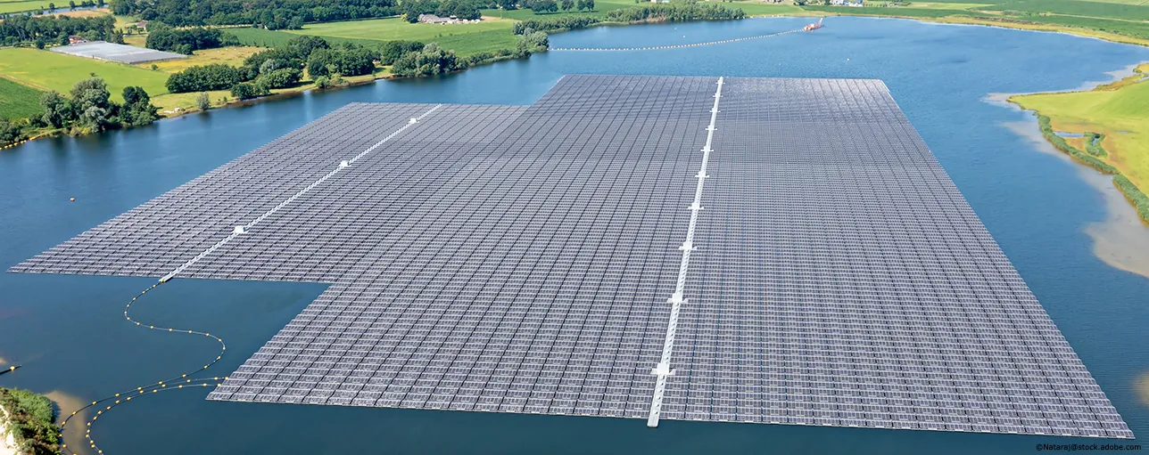 Solar panels on a lake