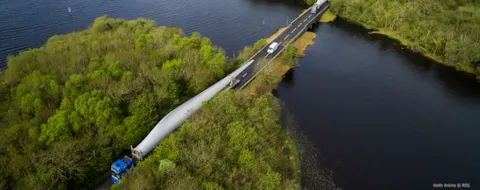 Trucks transporting wind turbines