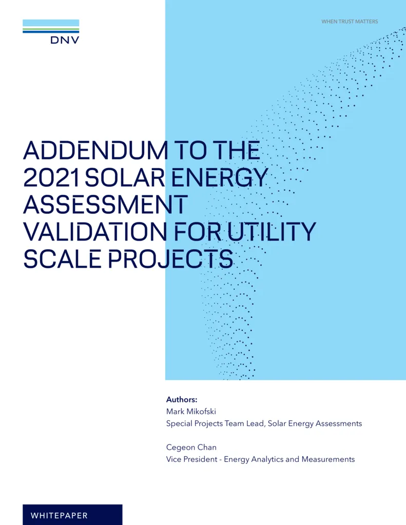 Addendum to the 2021 Solar Energy Assessment Validation Study