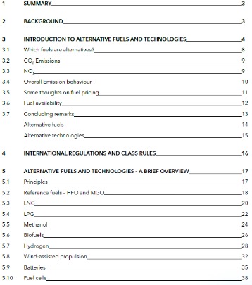 Alternative fuel assessment - table of contents