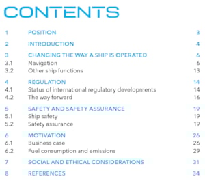 Autonomous ships paper contents